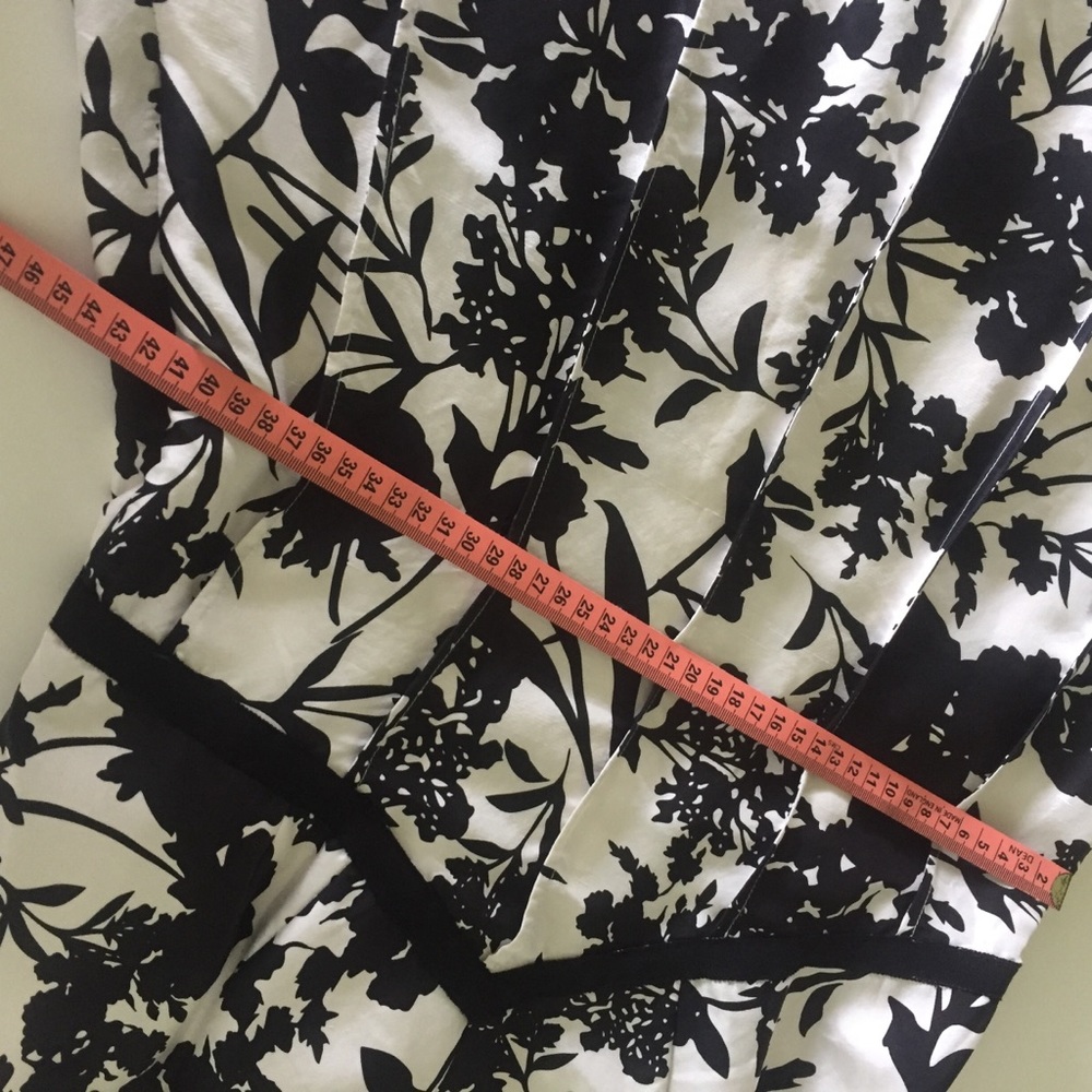 JANE LAMERTON PETITES womens petite 14 silk dress floral black and creamy white - Picture 12 of 17